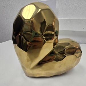 Source Unknown Gold Faceted Heart Sculpture
